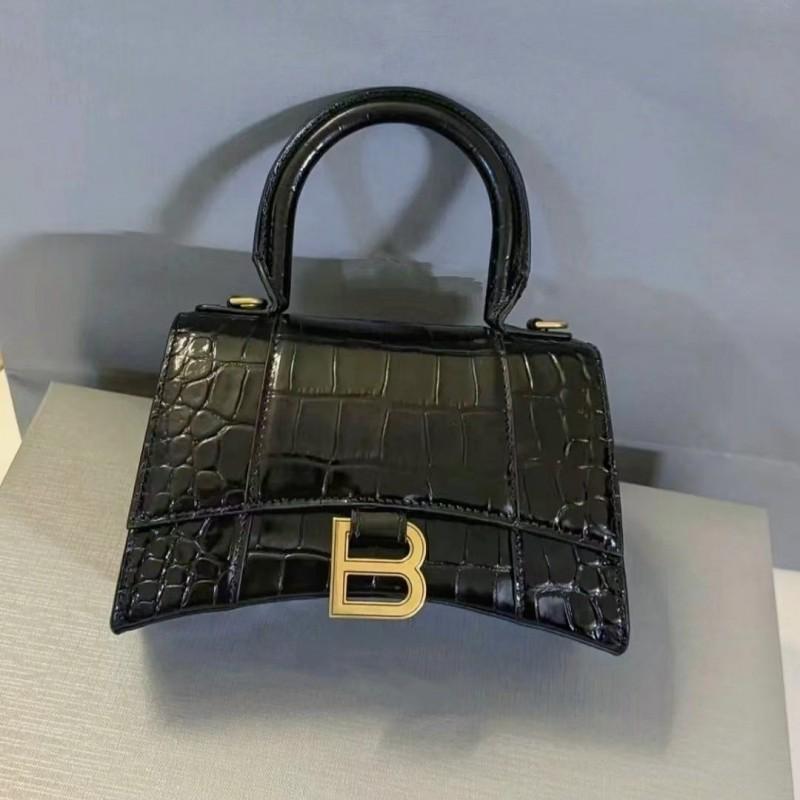 High-end B-style Hourglass Bag Genuine Leather Croc-embossed Handbag Retro Luxury Crossbody Women