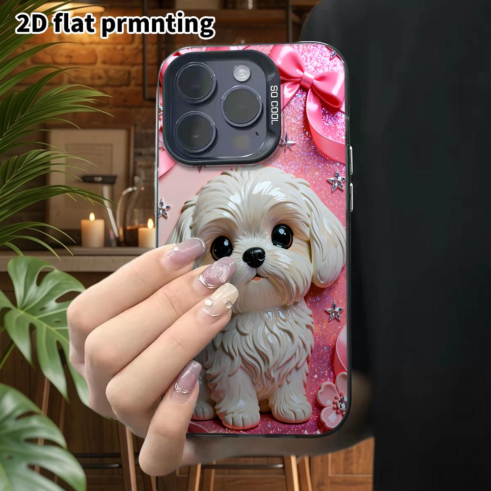 Phone Case: 2D Flat Design, Suitable for iPhone 18, 17, 16, 15, 14, 13 Pro Color Silver Protective Case, Couple Style, Sitting Nicely, Christmas and H