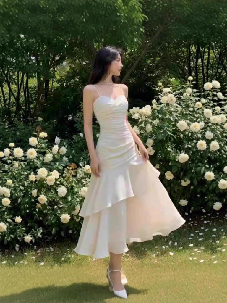Sanya Seaside Vacation Ruffle Spaghetti Strap Mermaid Dress
