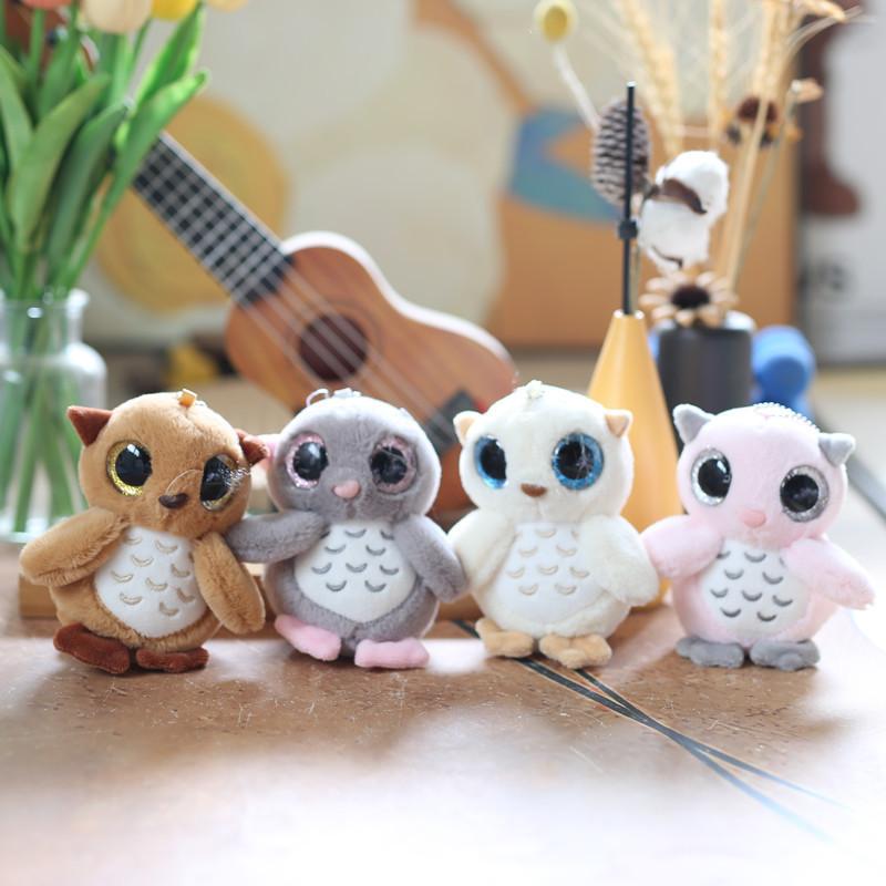 Plush Animal Owl Keychain Cute Cartoon Super Soft Short Pile Children Bag Doll
