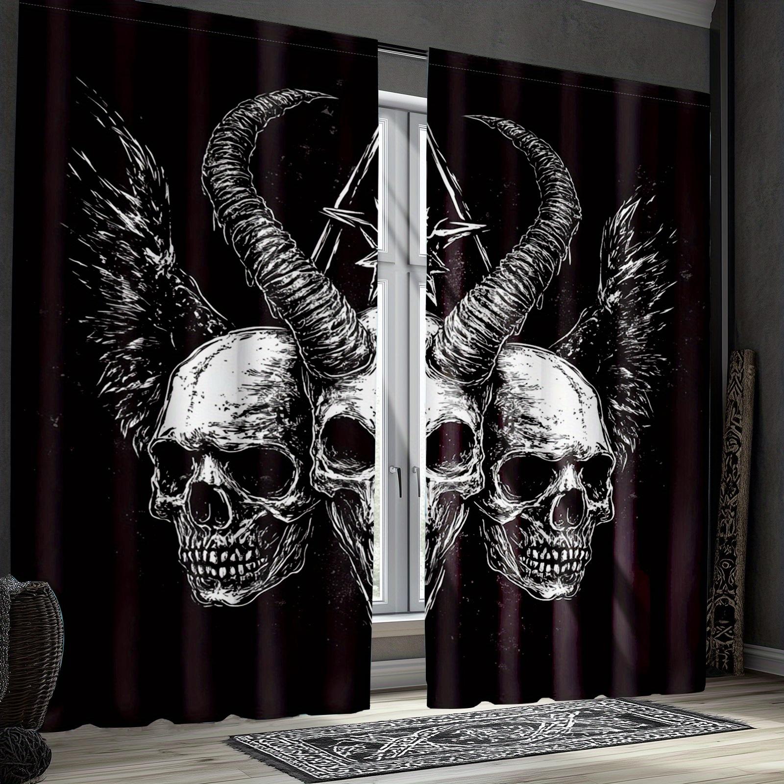Tonnika Chen Gothic Raven Skull Goat Head Curtains Bedroom Kitchen Stylish Curtain Theme Sheer Made Of Polyester Master Window Treatment