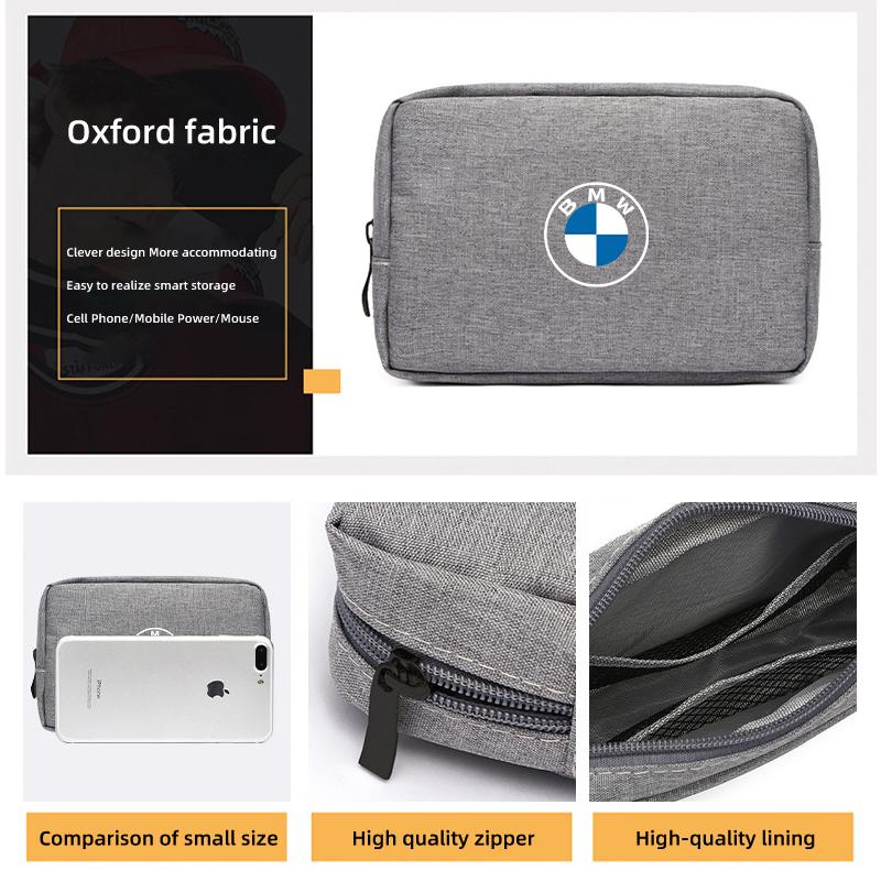 QAED6 For BMW Car Digital Data Line Box Travel Organizer Trunk Storage Bag E90 E60 E46 E39 F30 F10 E87 X3 X4 X5 X1 G30 G20