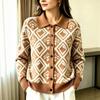 Women's Casual Loose Fit Plaid Cardigan Sweater with Collar Long Sleeve Fall Winter