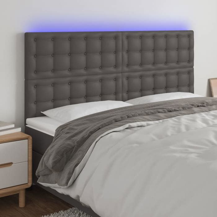 VidaXL LED Headboard Bedroom Furniture Double Bed Accessory Head of Bed Frame Interior Grey 3122524