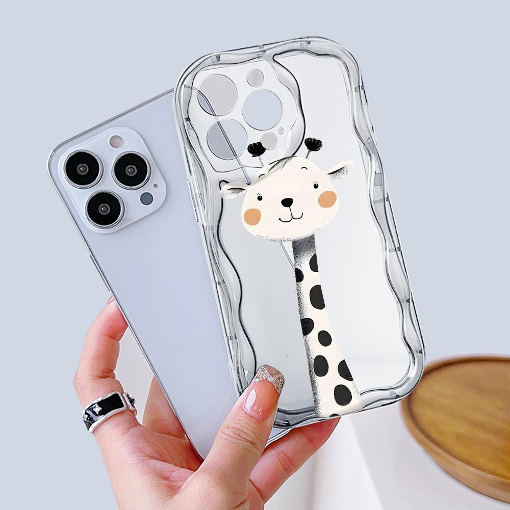 Cartoon Pattern Cream Texture Casing Wavy Edge Soft Silicone Cover Phone Case for IPhone Samsung Huawei Honor Xiaomi Redmi Infinix Tecno
