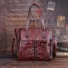 Retro Genuine Leather Female Bag Large Capacity Casual Tote Handmade Embossed Women Handbag Shoulder Bags