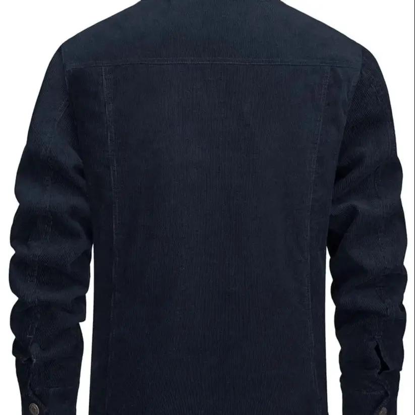 Men's Corduroy Jackets Vintage Fleece Windbrekaer Thick Warm Winter Coats Multi-Pockets Casual Denim Jacket