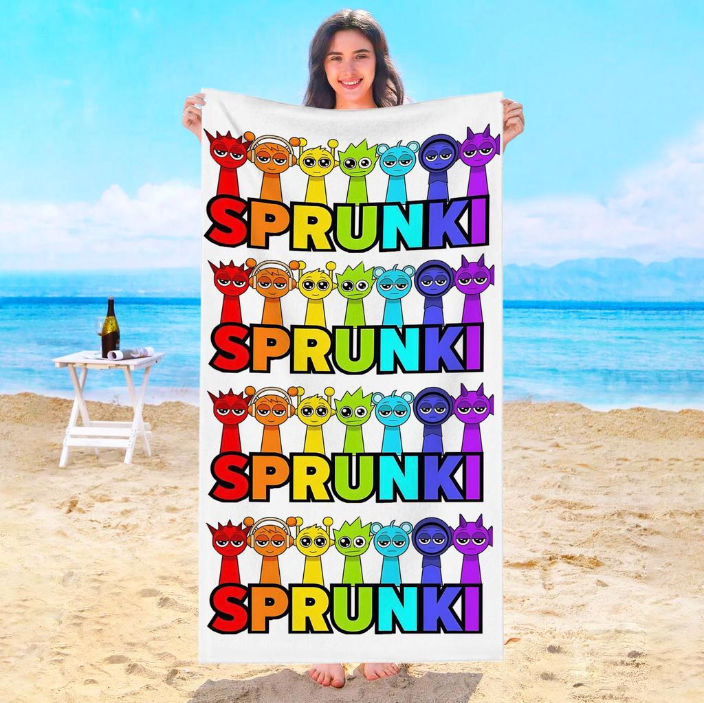 Asciugamano da Spiaggia Sprunki Asciugamani da Bagno Bambino Per Casa Viaggio Sauna Playa Piscina Spa Bagno Microfibra Asciugatura Rapida Palestra Doccia