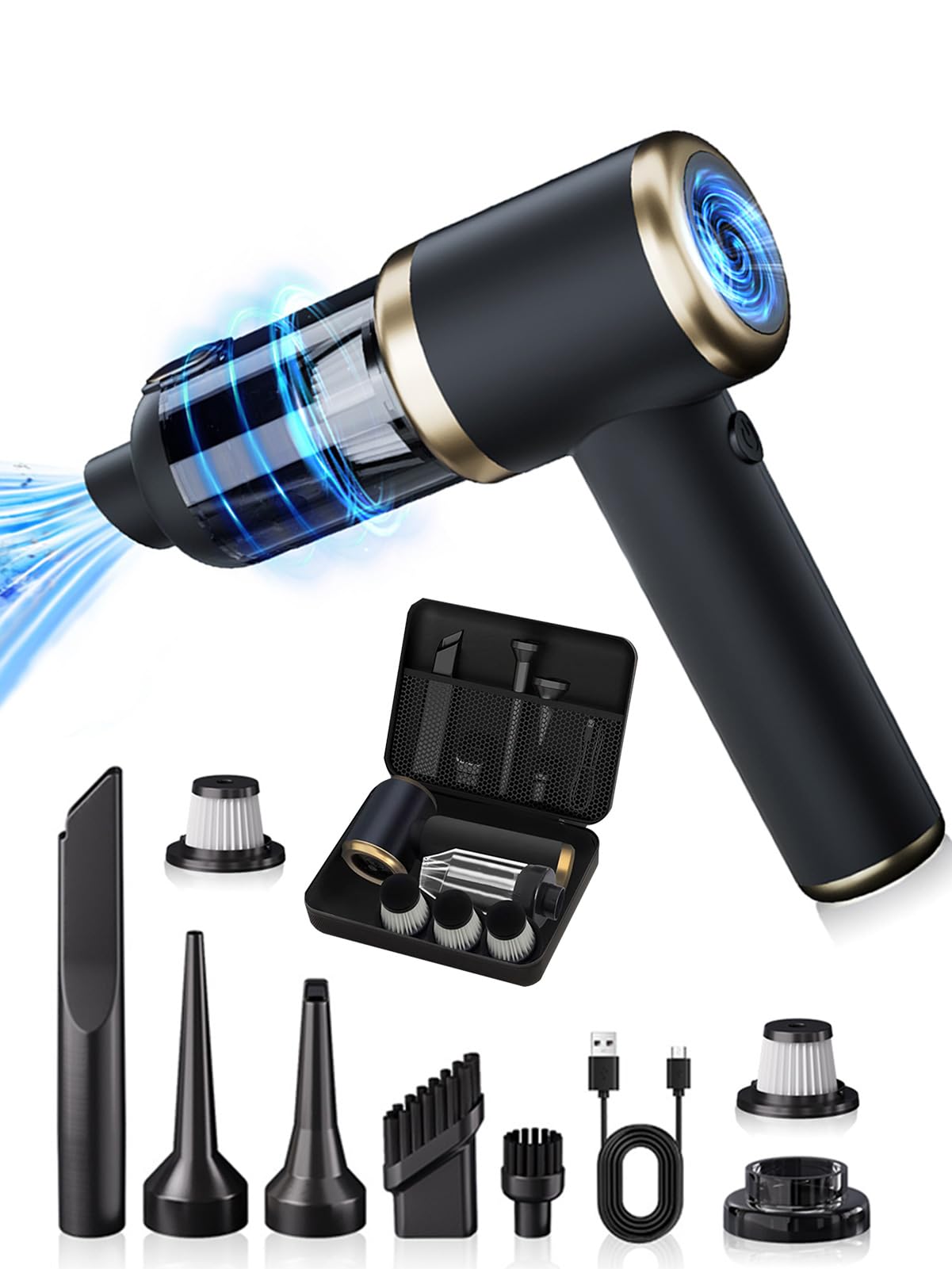 

New in 2024 Super Powerful Handy Multifunctional Mini Vacuum Car Vacuum Cordless Car Cleaner & Motor] Cleaner, Cleaner, Cleaner, (Silver) срібний