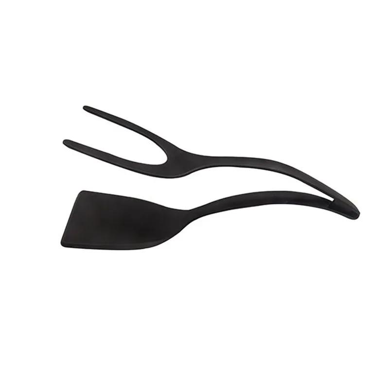 2-in-1-Antihaft-Pfannkuchenspatel, Pommes-Frites-Wender, Eierklemme, Braten, Steak, Pfannkuchenzange, Toast, Omelett-Clip, Küchenzubehör