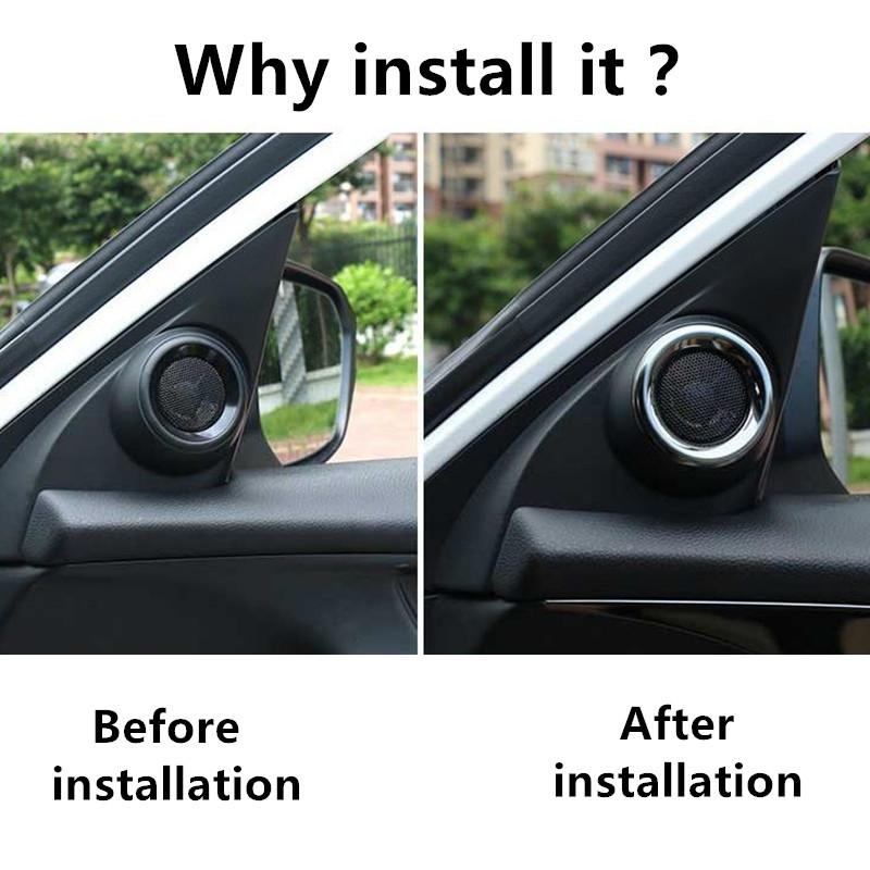 Stainless Steel Car Styling A Pillar Audio Speaker Ring Circle Frame Panel Cover Trim For Honda Civic 2016- Accord 2016 2017