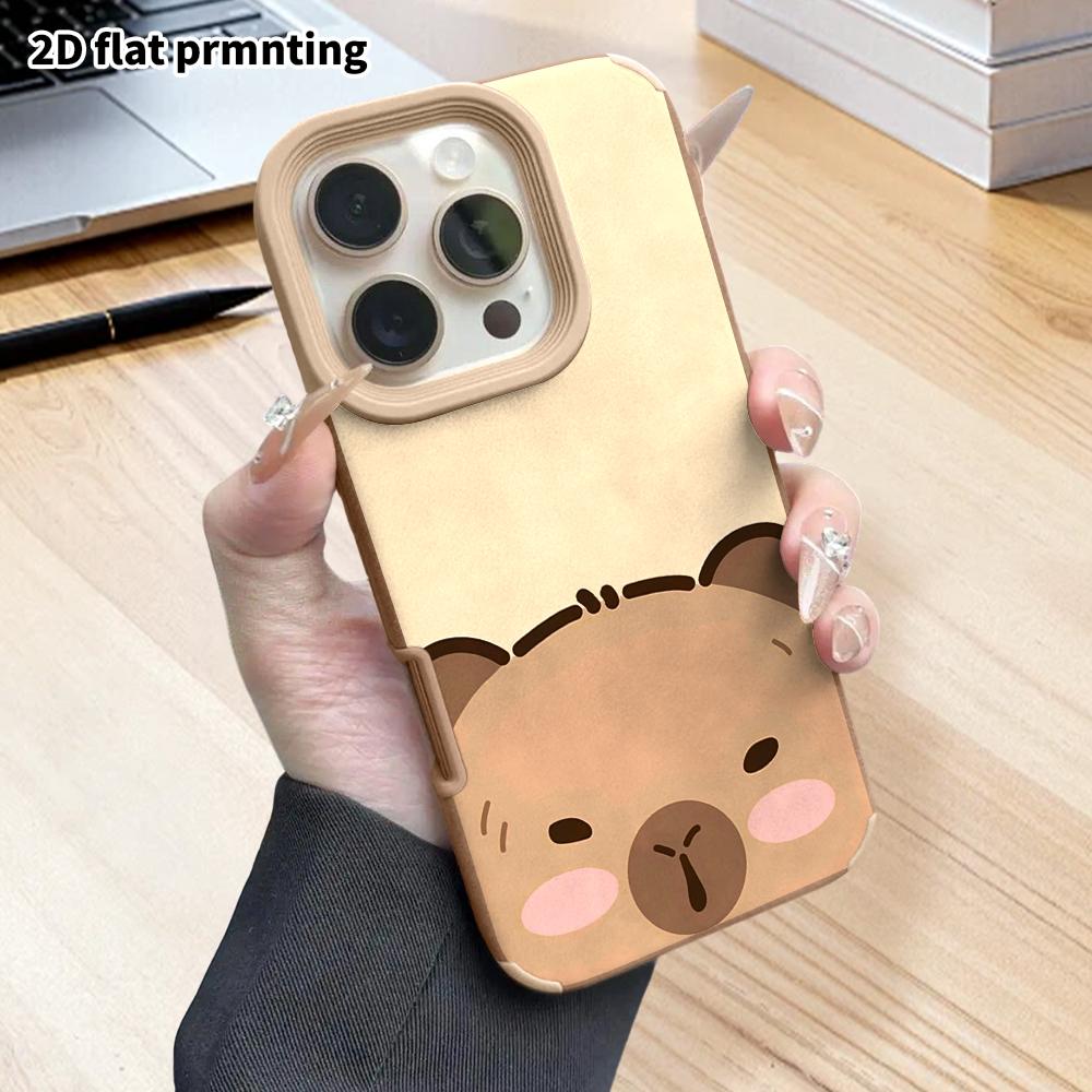 Phone Case: 2D Flat Lambskin Suitable for iPhone 18 17 16 15 14 13 Pro Film Protective Case,probe Capybara, Christmas and Halloween Gifts