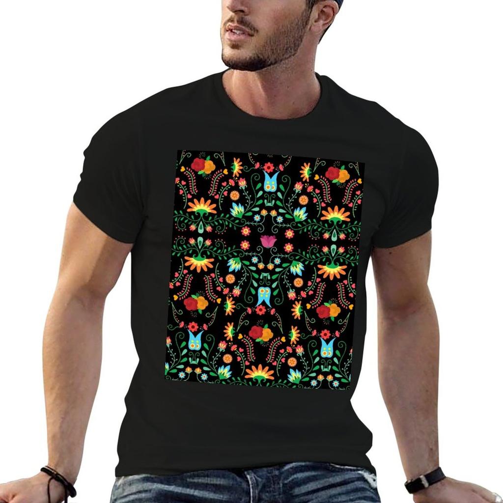 Mexican Flowers Tshirt Urban Casual Loose Fit Tee
