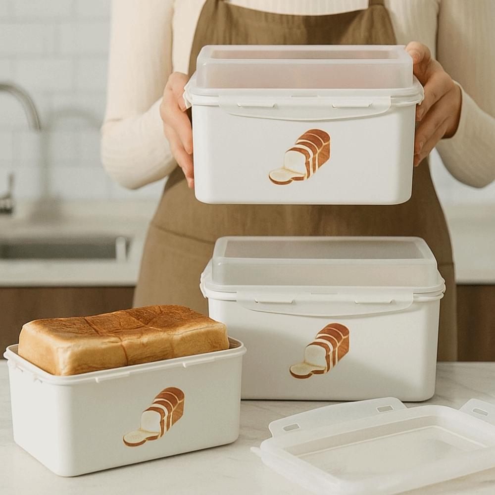 Practical Plastic Toast Box Sealed Fresh Keeping Bread Storage Box with Lid Vegetable Fruit Storage Container Kitchen