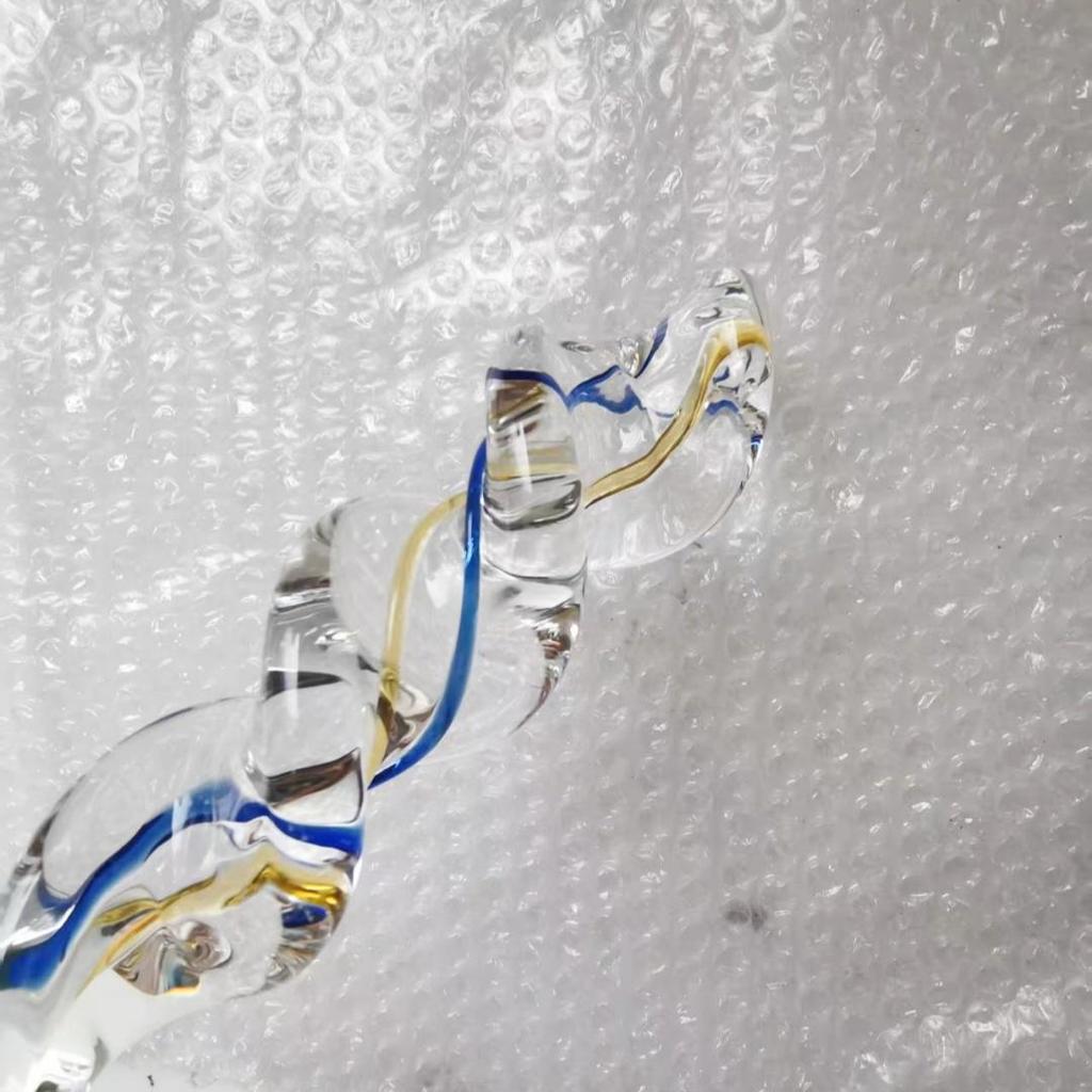 VaHppy Dildo mit Gewinde, rund, Buntglas, Sexspielzeug für Erwachsene, Analplugs, weibliche Masturbation, SM, BDSM, Gay, verdreht, 4 Farben, 160 g, 3,6 cm