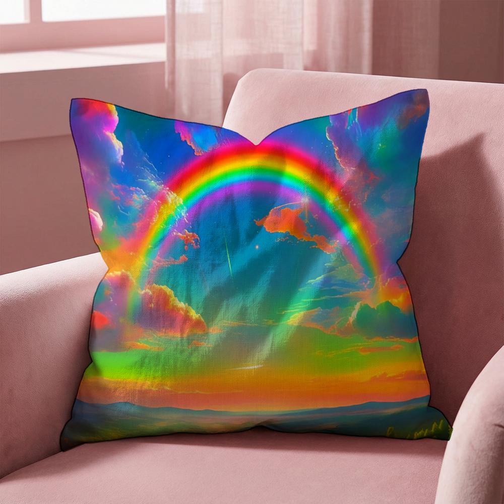R-Rainbow THEME Cushion Cover Multi-Scene Pillow Cover for Home & Car - Reversible, Soft & Durable for Daily Use