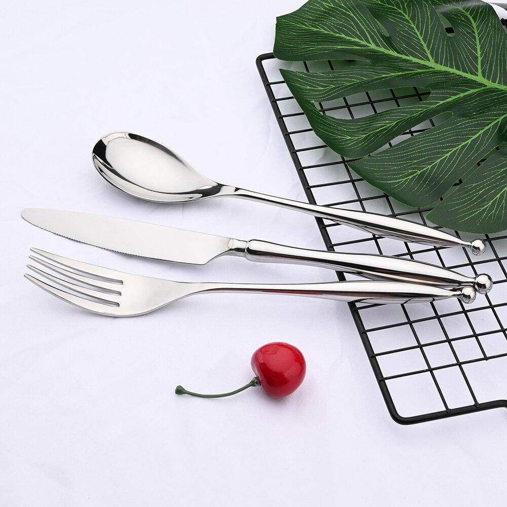 New Luxury 304 Stainless Steel Sliver Flatware Cutlery Set Food Knife Fork Spoon Western Dinnerware Tableware Set Kitchen Accessories