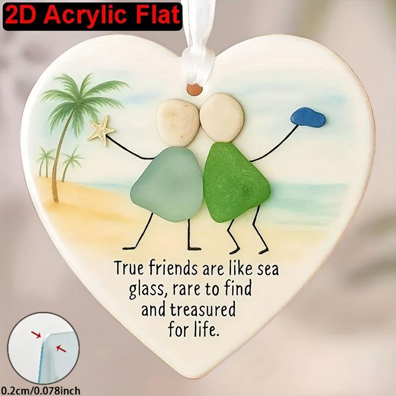 1Pc Heart‑Shaped 2D Flat Acrylic Hanging Pendant, Home Decor, Gift for Housewarming, Holiday Ornament for Halloween Christmas