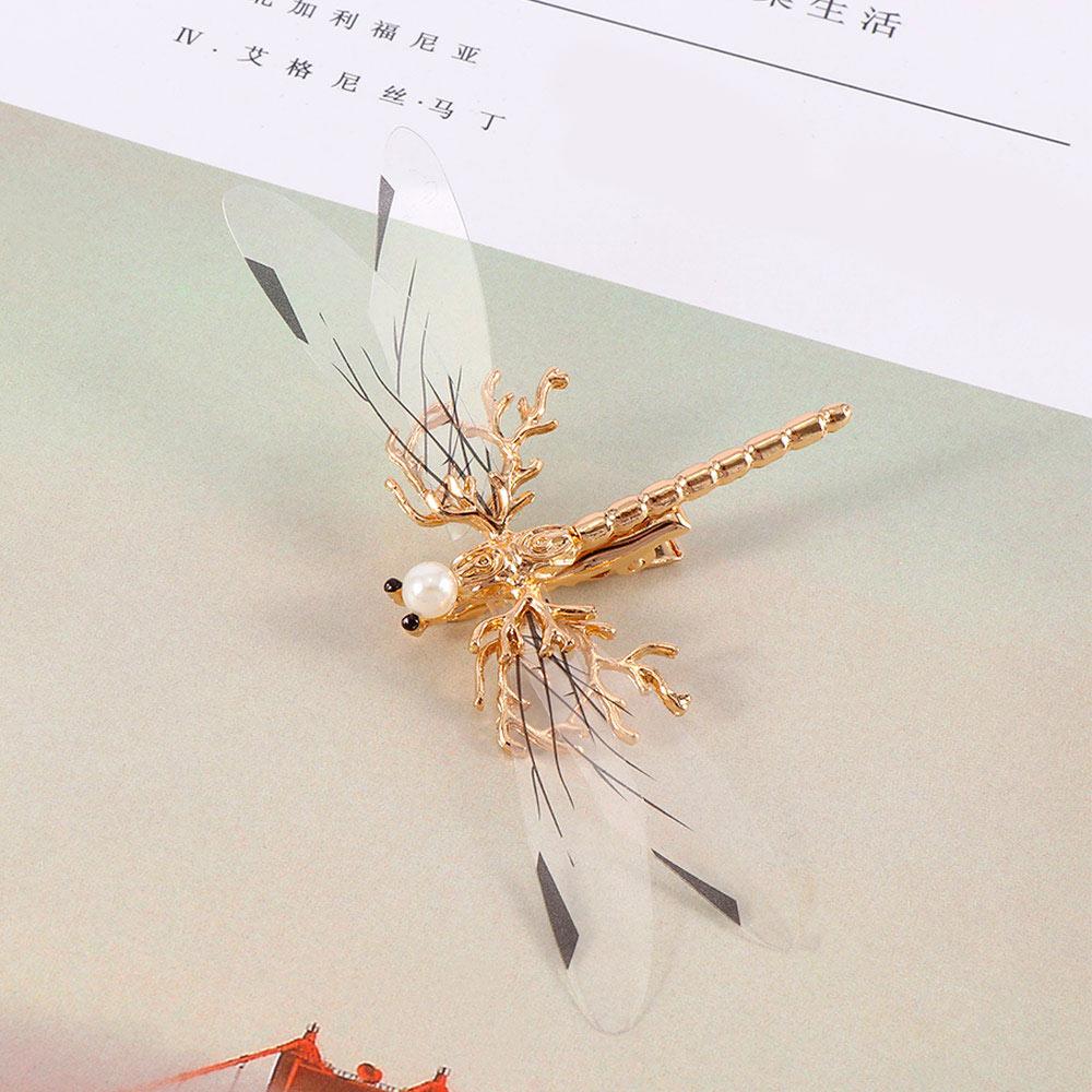 

Fancy Fashion Pearl Bridal Women Hair Clip Jewelry Wedding Headdress Dragonfly Hairpins Gold