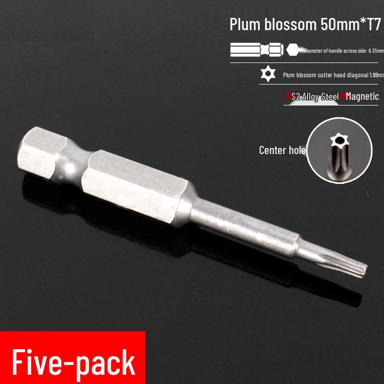 Plum Blossom S2 Magnetic Hex Screwdriver Set - 6.35mm Pneumatic Drill Bit Set
