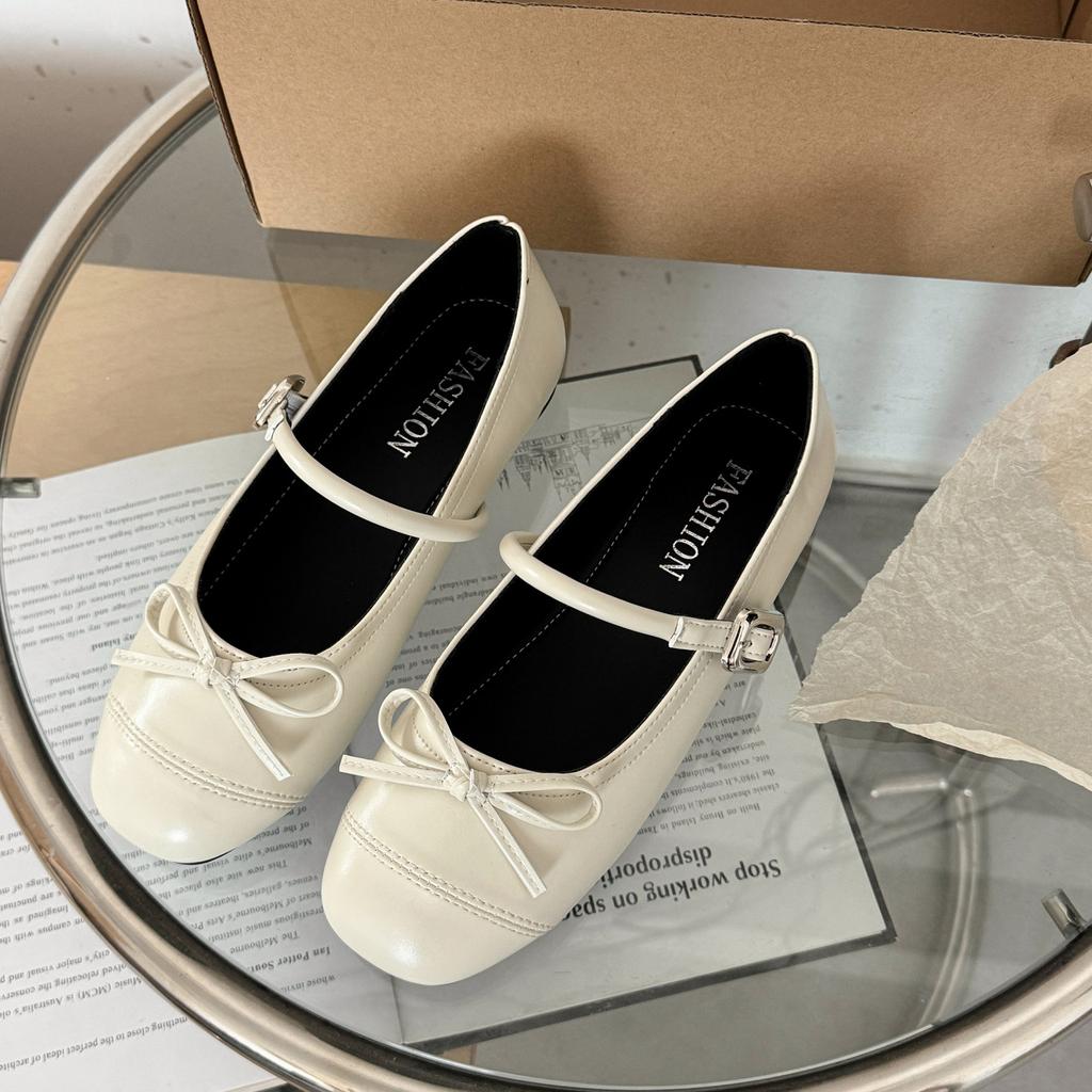 French with skirt Mary Jane shoes women's shoes 2025 spring and autumn new Korean version flat-bottomed Doudou shoes silver small leather shoes