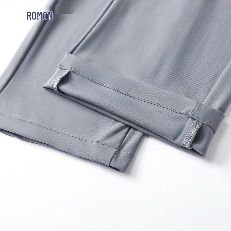 Romon Men's Ice Silk Elastic Waist Casual Pants