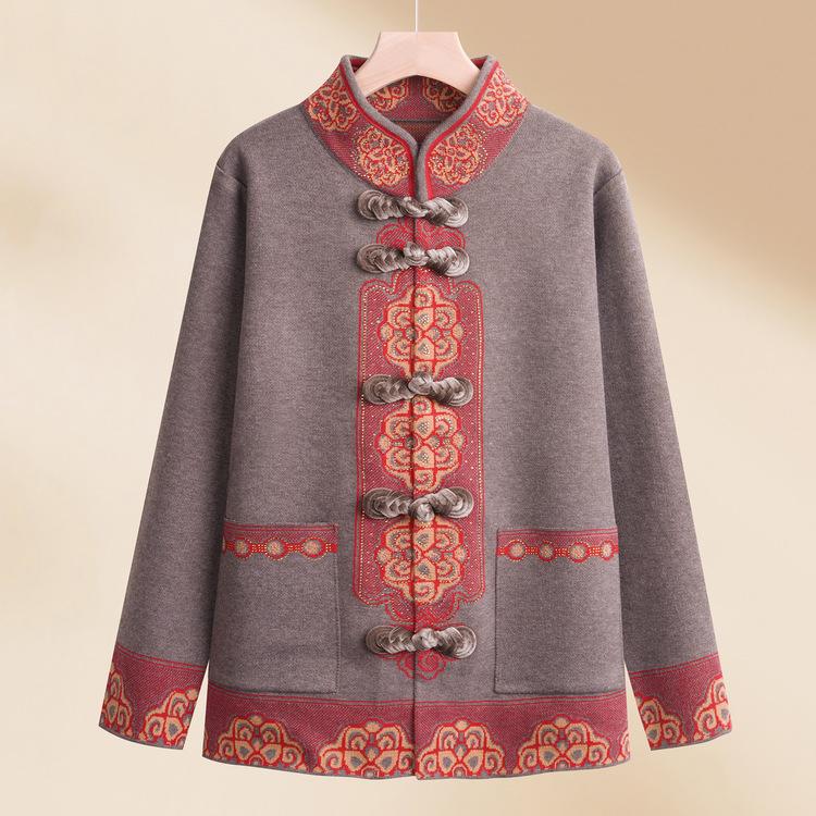 

Мамин год зодиака Весенняя одежда Красный свитер Куртка Для женщин среднего и пожилого возраста Бабушкина одежда Весна и осень Пожилая женщина Вязаный топ XL