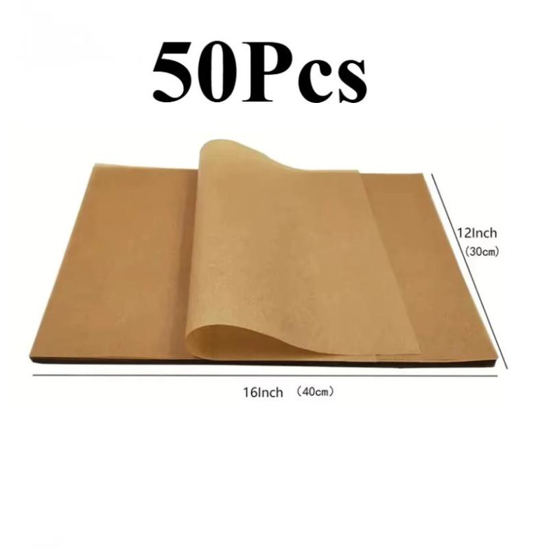 200Pcs Air Fryer Parchment Paper Burger Dessert Sandwich Wrapping Brown Wax Paper Kitchen Oven Paper