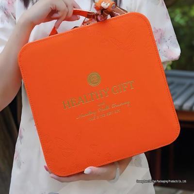 Ruční krabička na dárkové balení Hermes Orange Bird's Nest z kůže, kapacita 50 g, prázdná.