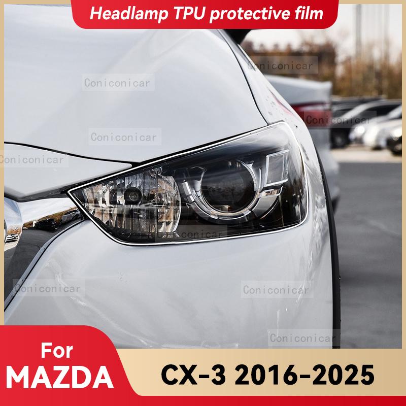 Für MAZDA CX-3 2016-2025 Auto Scheinwerfer Transparent TPU Schutzfolie Frontlicht Tönung Farbwechsel Aufkleber