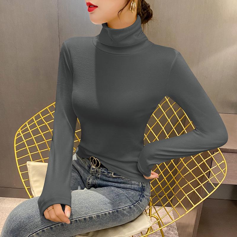 2025 Autumn/Winter Slim-Fit High-Neck Double-Brushed Thermal T-Shirt