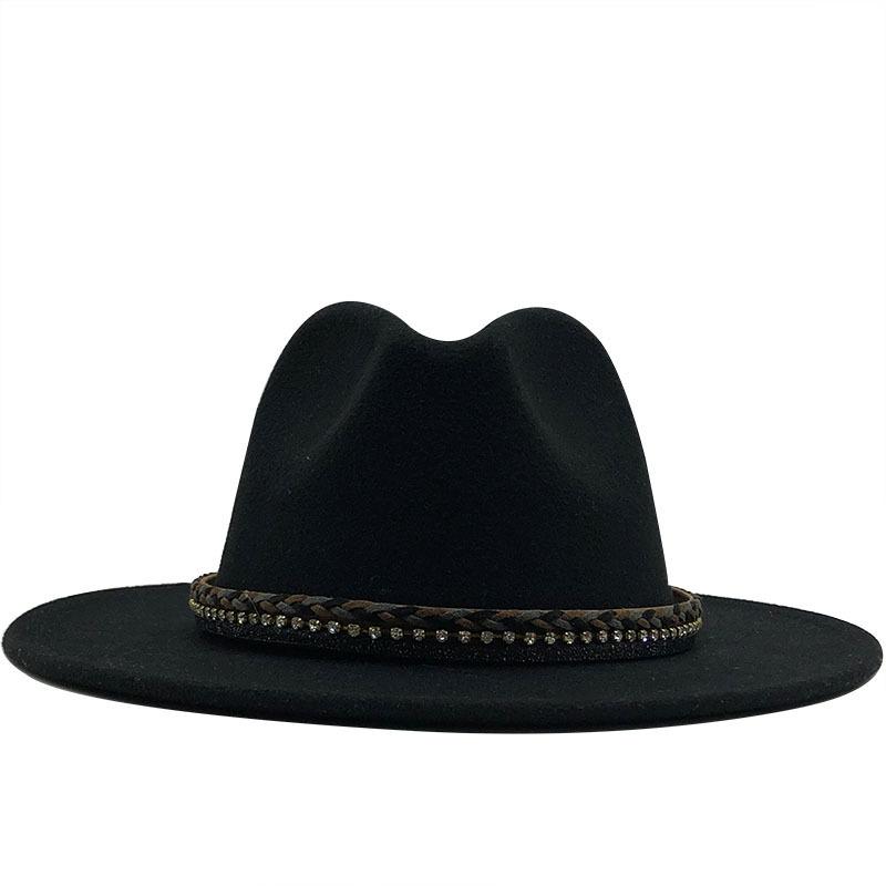 Women S British Style Cashmere Large Brim Fedora Hat 56 58cm