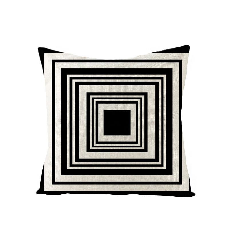Black and White Nordic Simple Geometric Linen Pillowcase Modern Style Pillowcase Car Cushion Home