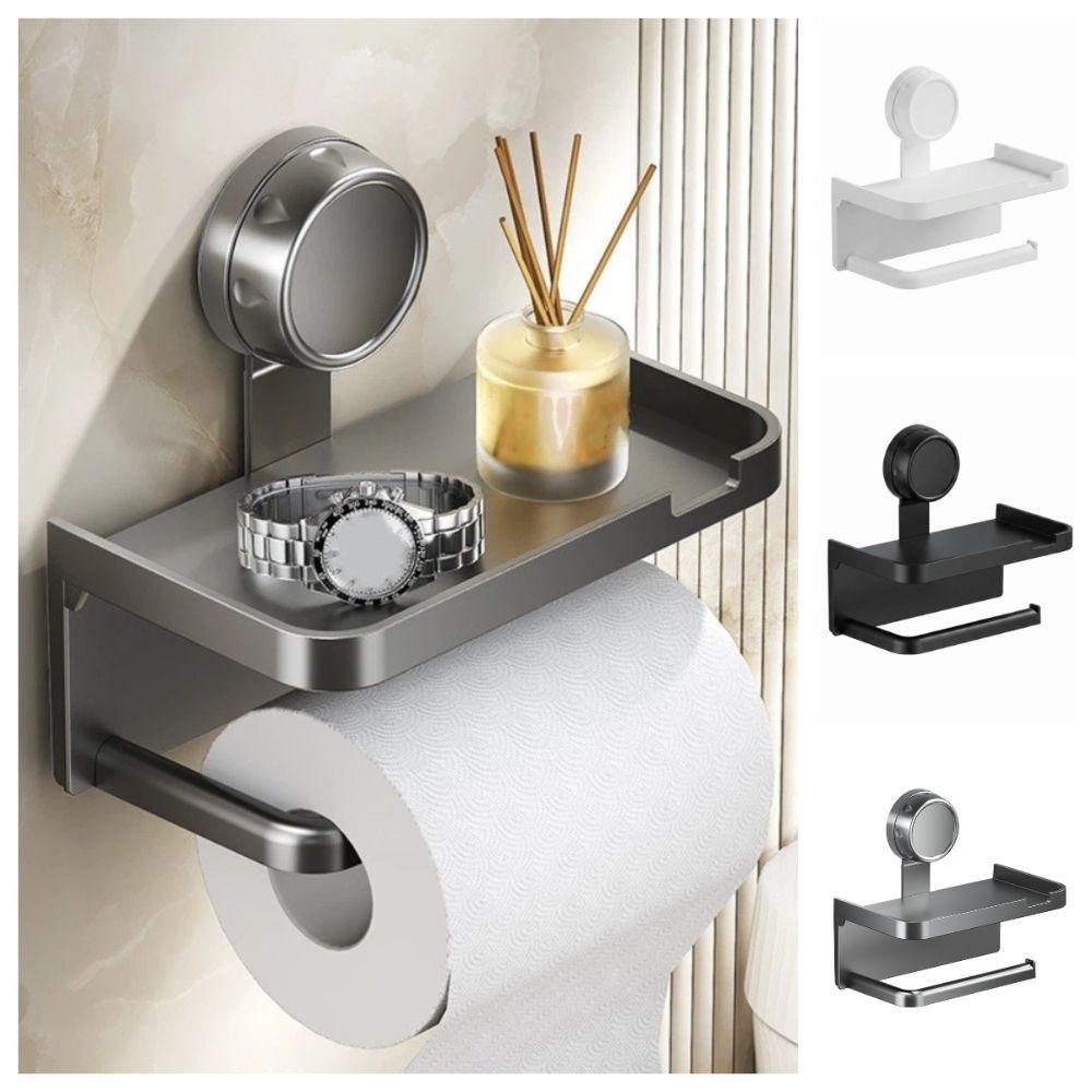 Suction Cup Bathroom Paper Holder High-Quality Multi-Functional Bathroom Storage Rack No-Drill Double Layer Toilet Paper Rack