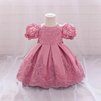 Vestido de Princesa Esponjoso con Mangas Abullonadas para Niña con Lazo - Elegante Atuendo Formal para Dama de Honor de Boda