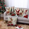 Christmas Reindeer and Santa Claus Pillowcase - Holiday Decoration Cushion Cover
