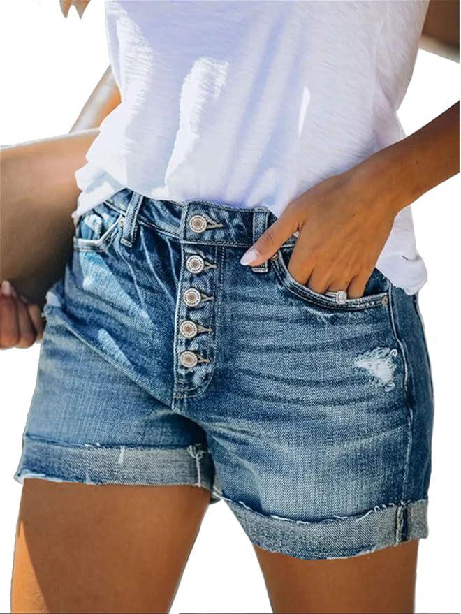 New Elastic Ripped Women's Denim Shorts - 2021 Bestseller