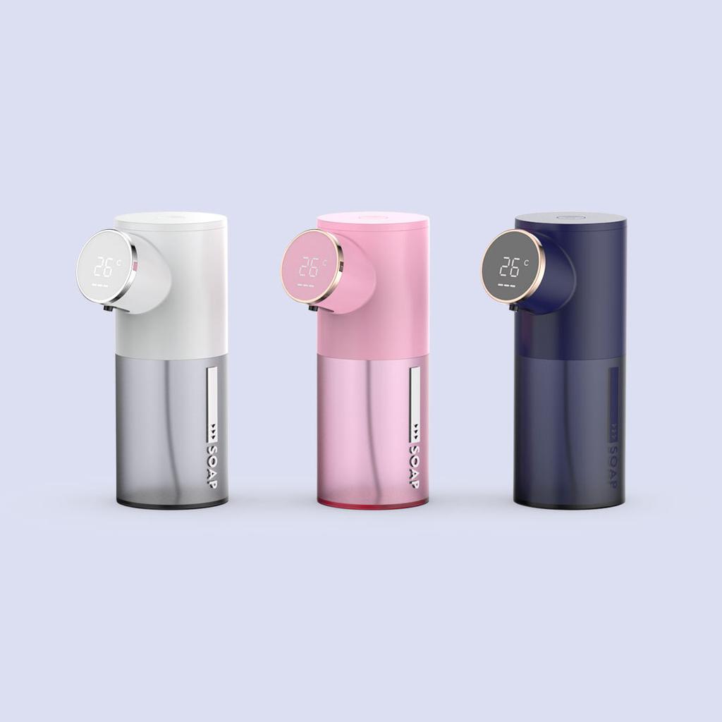 Pink Foaming Soap Dispenser Rechargeable Hand Free Automatic Soap Dispenser With Temperature Display