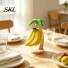 Ventilated Fruit Rack Wooden Banana Hanger, Coconut Tree Shape, with Metal Hook, Hanger Tropical Theme Stable Base Rack, for Kitchen Countertop