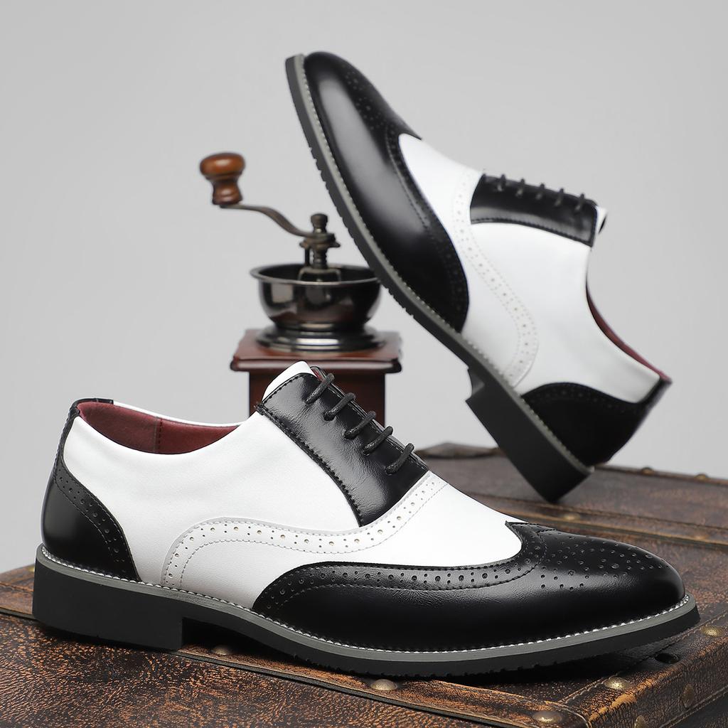 Foreign Trade British Brock Men's 4748 Large Size Leather Shoes Fashion Trend Business Dress Color Matching Men's Shoes