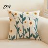 Floral Pattern Throw Pillow Shams Farmhouse Cushion Cover, 3D Flower Embroidery Decorative Light Luxury Bed Covers Case for Living Room Couch