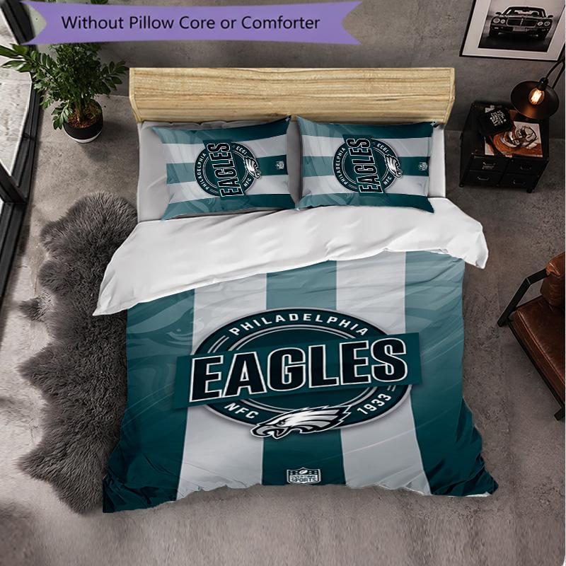 Set Biancheria da Letto in Microfibra con Fantasia Philadelphia Eagles 3 Pezzi Decorativo Copripiumino per Camera da Letto Uso Domestico