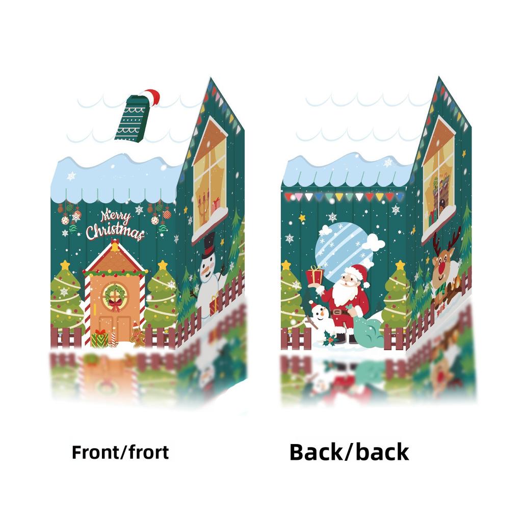 1-40PCS Christmas Cookie Boxes Colorful Gingerbread House Candy Gift Boxes Snowman Mini House Packaging BoxesTreat Boxes