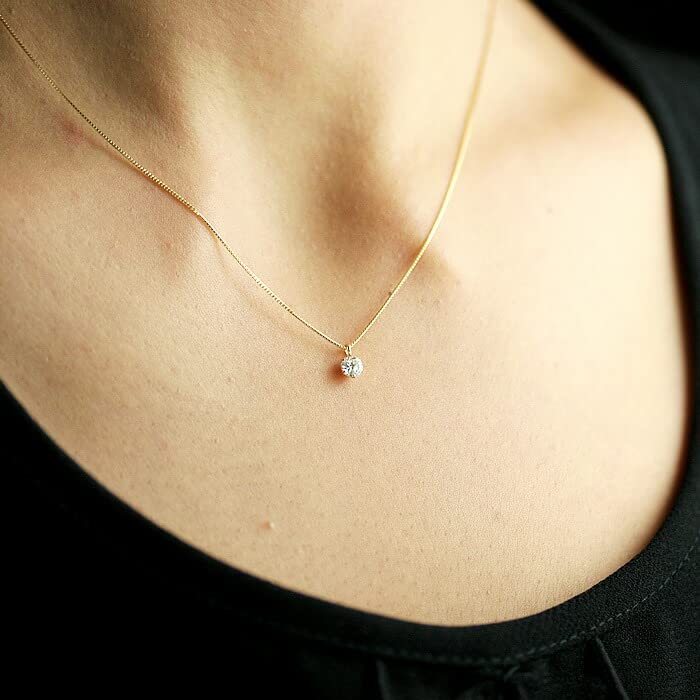 DIAMOND WORLD Jewelry K18 Diamond Pendant Necklace Color SI2 Grade Good Cut GGSJ Sorting of Women's 0.15ct D-G (Certificate Authenticity)