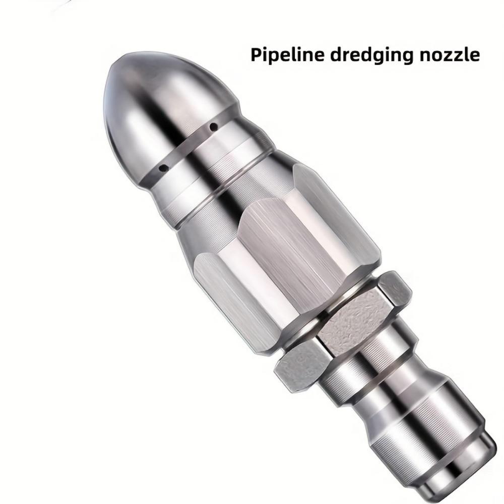 Stainless Steel High Pressure Drain Cleaning Nozzle, 1pc Quick Connect 1/4" Pipe Rotating Spray Head for Clog Removal