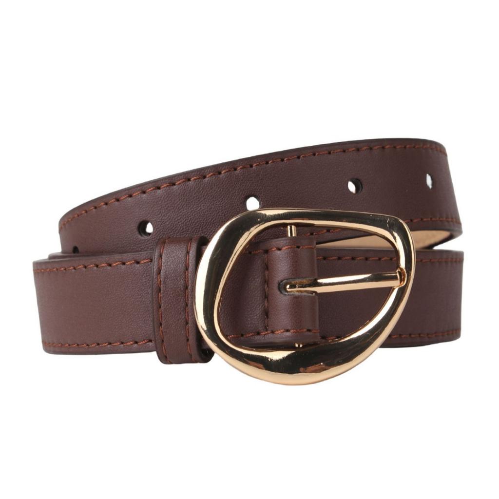 Simple Belt Waistband Waist Belt Unique Golden Buckle Solid Color PU Belt Waistband Waist Belt for Dress