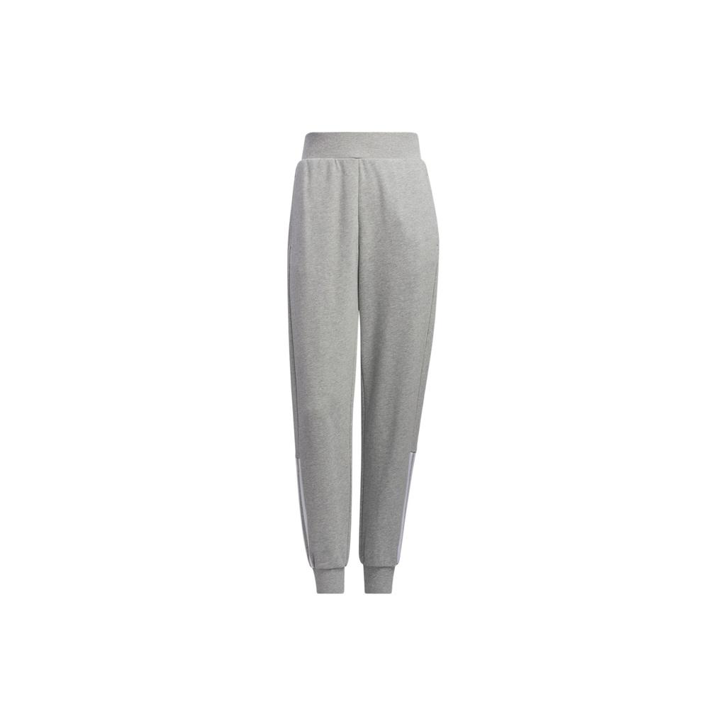 Adidas Solid Color Elastic Cuff Joggers With Brand Logo And Classic Three Stripes Women Bottoms Grey HM7063