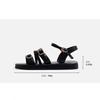 Flat-soled Sandals Women's 2025 New Summer Outer Wear Belt Buckle One-word Open-toed Roman Shoes Soft-soled Fashion Beach Shoes