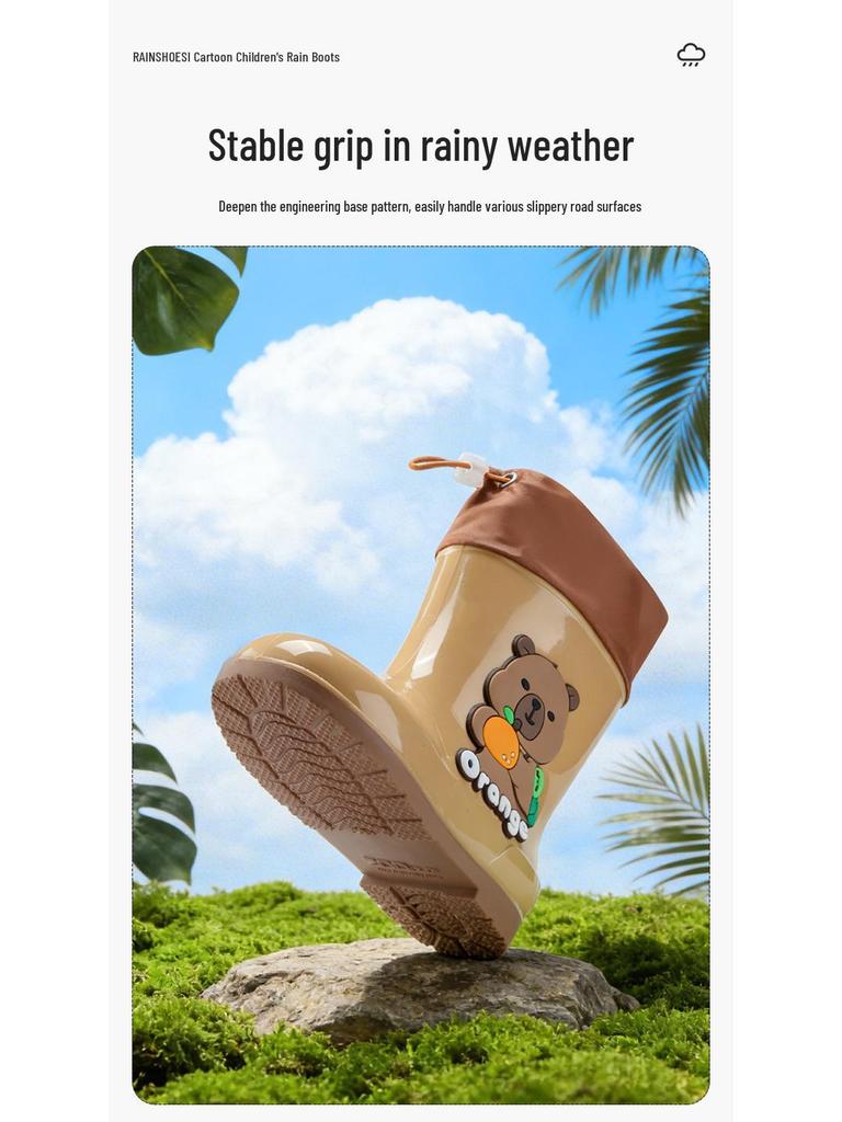 Wasserdichte gefütterte Gummistiefel für Kinder: Rutschfeste, kältebeständige Gummistiefel mit Kordelzug für Kleinkinder und ältere Kinder