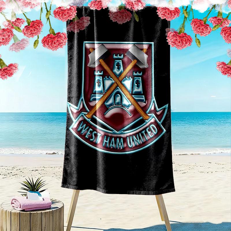 West Ham Logo Aufdruck Strandtuch, Großes Weiches Schnelltrocknendes Handtuch für Strand Camping Schwimmen